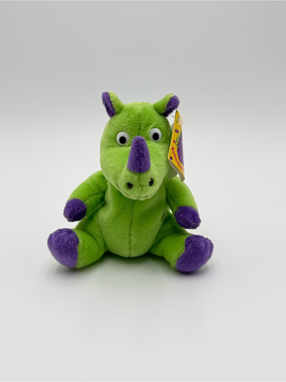 Vintage 1998 Barry Ray Rhino Plush Green Purple GAC 90s Stuffed Animal